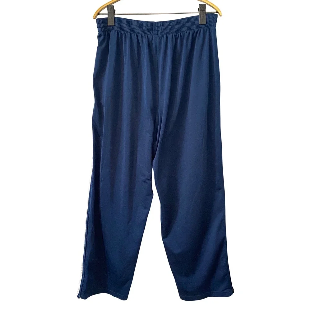 Nike Navy Blue Track Pants Mens XL Side Stripe Ankle Zip Athletic Trousers